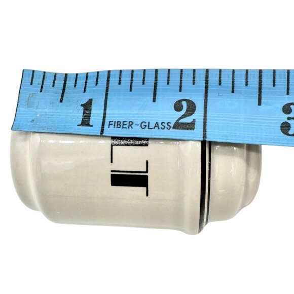 Vintage Art Deco Ceramic Salt and Pepper Shakers Gray w Black Stripes Lettering - Picture 6 of 6